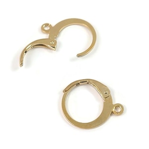 Gold stainless round lever back hoop earring hooks 10pcs (5 pairs) Hypoallergenic