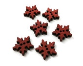 6 Snowflake wooden buttons, craft buttons 18mm, winter scrapbooking natural buttons