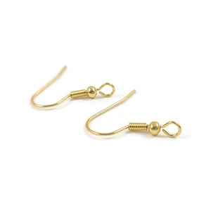 Hypoallergenic earring hooks, Nickel free 18K gold plated ear wire, Front loop