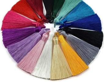 Big silky tassel 80mm long, Choose your colors, High Quality, Bulk or by unit