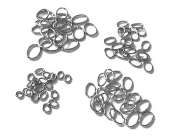 20 Stainless steel oval jump rings, Hypoallergenic silver jump ring, 6, 9, 10 or 13mm, Jewelry findings