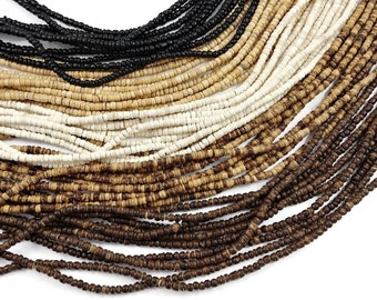 Tiny natural coconut beads 2-3mm, Wooden seed beads, White, Brown, Black, Beige spacer beads for jewelry making