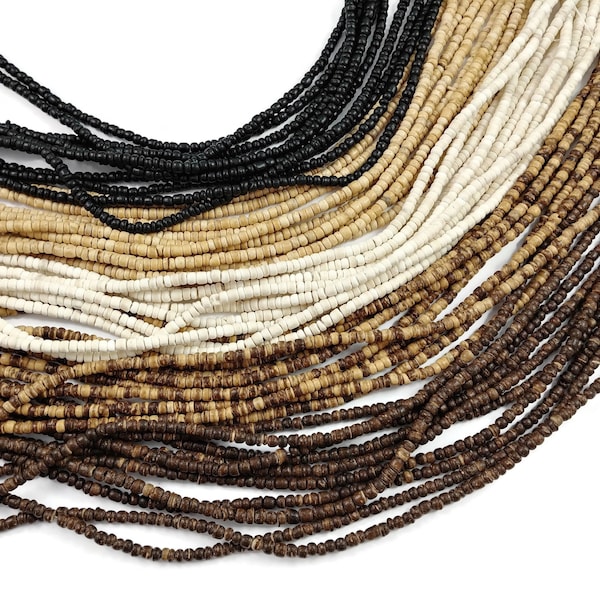 Tiny natural coconut beads 2-3mm, Wooden seed beads, White, Brown, Black, Beige spacer beads for jewelry making