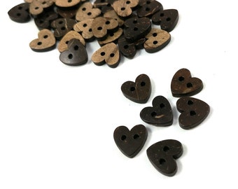 Brown Heart Coconut Buttons 15mm 50pcs Brown Heart Coconut Buttons 15mm 50pcs