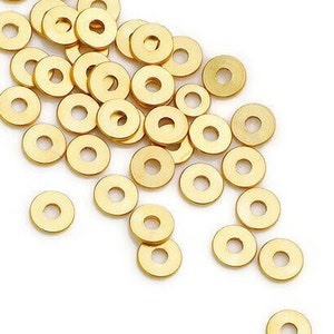 18K gold spacer beads, 5mm or 6mm, Rondelle heishi beads, Jewelry making nickel-free metal beads