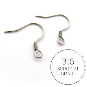 Surgical stainless steel earring hooks 50 pcs (25 pairs) Tarnish free hypoallergenic jewelry findings