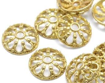 10 Flower gold bead caps 11mm  - Nickel free, lead free and cadmium free beadcaps - Jewelry making findings