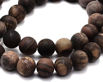 Frosted Natural Round Beads Strands 6 or 8mm - Tiger Eye