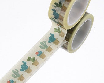 Cactus washi tape planner accessories, scrapbooking washi tape, cactus paper masking tape