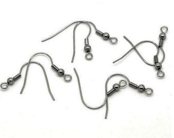 Stainless steel earring hooks, 50pcs (25 pairs) Hypoallergenic ear wire, Tarnish free findings