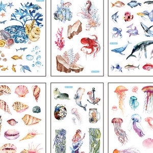 Treasures of the sea sticker pack - 6 sheets of paper stickers