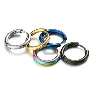Stainless steel hoop earrings, Hypoallergenic earring findings, Plated huggie earring hoops, 5 colors available
