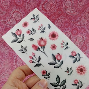 1 feuille d'autocollants fleurs - Pivoine