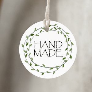 Botanical handmade gift tags, Printable round product labels, Digital tags for handmade items, Instant download