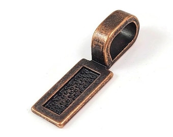 10 glue-on bails, Rectangle flat pad, Copper, Jewelry findings, Pendant supplies