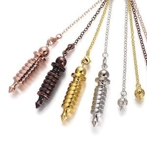 Brass metal dowsing pendulum, Divination spiritual tool, Silver, gold, rose gold or antique bronze