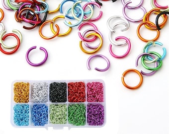 6mm aluminum jump ring kit, 2250pcs assorted colors, Hypoallergenic nickel free jewelry findings