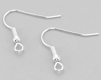 925 Sterling silver plated earring Hooks - Stainless steel earring findings - Jewelry making supplies