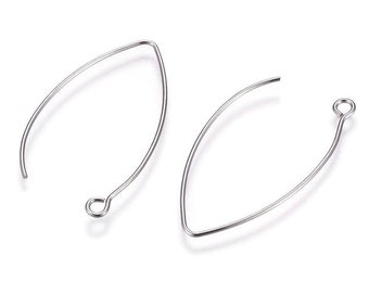 10 Stainless Steel Marquis earring hooks 41x22mm