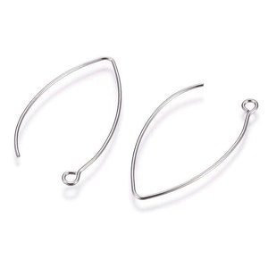 10 Stainless Steel Marquis earring hooks 41x22mm