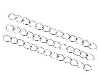 10 Stainless steel extension jewelry chains - Tail extender 50mm - Two sizes available