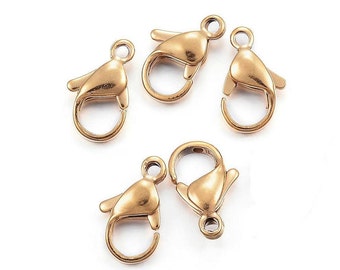 Gold stainless steel lobster clasp hypoallergenic - 4 sizes available