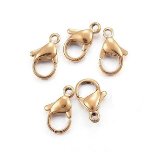 Gold stainless steel lobster clasp hypoallergenic - 4 sizes available