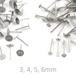 Stainless steel earring post, Hypoallergenic 316 surgical grade, 3mm 4mm 5mm or 6mm stud earrings findings immagine 2