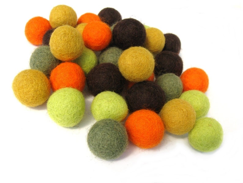 Felted Balls 2cm Fall Colors Mix 35 Pure Wool Beads Etsy Canada