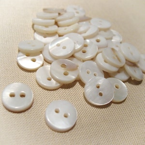 Mother of Pearl Buttons 10mm buttons set of 10 pearl buttons white buttons 10mm unique buttons sea shell buttons image 4