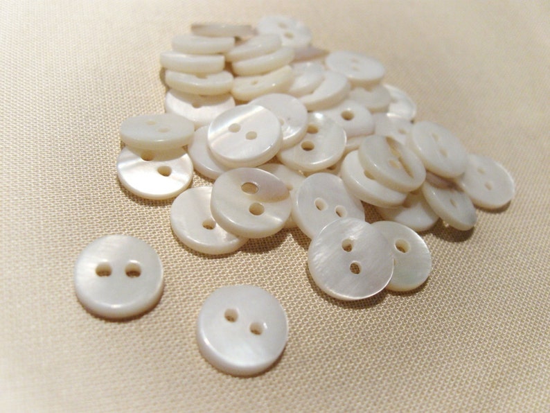 Mother of Pearl Buttons 10mm buttons set of 10 pearl buttons white buttons 10mm unique buttons sea shell buttons image 4