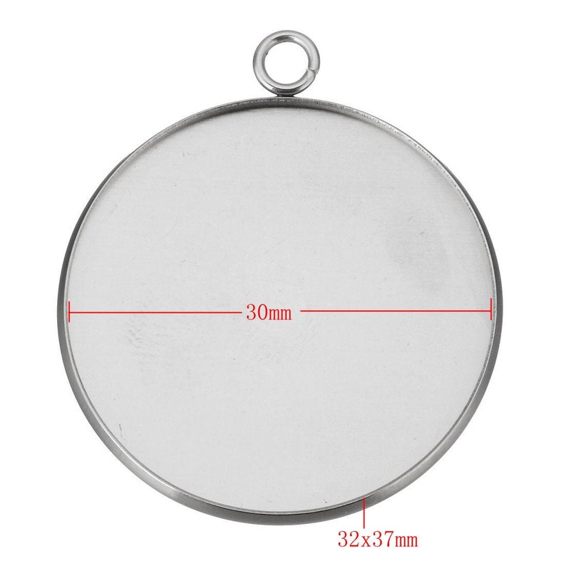 Stainless steel silver round pendant tray with loop Cabochon setting blank bezel pendant base 6mm to 30mm image 10