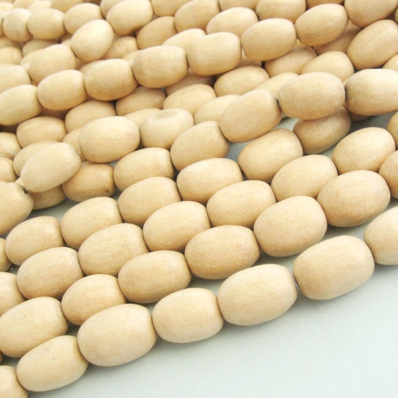 Large Wooden Beads Oval Whitewood Beads 10x15mm image 2