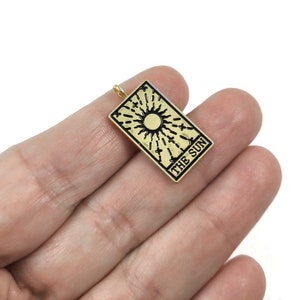 Tarot card charm, Gold, Silver, Necklace making pendant, Sun, Moon, Star, World, Fortune image 7