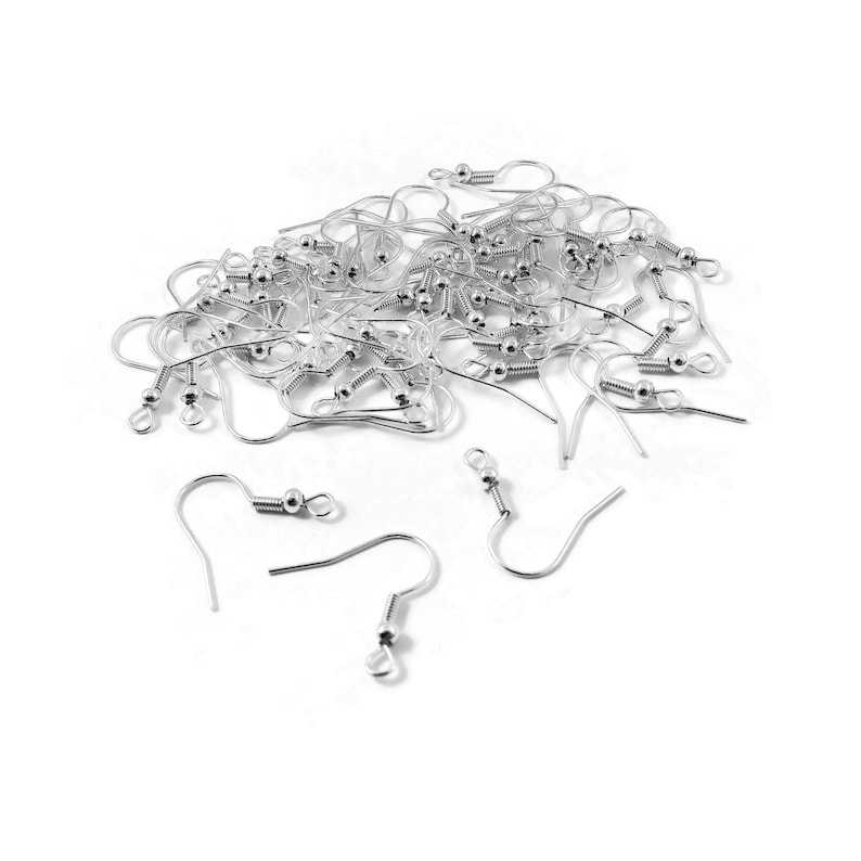 50 Grade A Silver Plated Iron Earring hooks - Nickel free, lead free and cadmium free earwire image 4