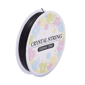 Elastic stretch cord, Stretchy string for bracelets, 0.5mm 0.6mm 0.8mm 1mm, Clear and black beading thread image 6