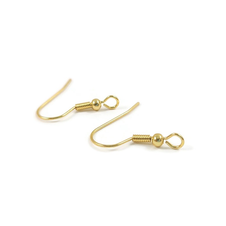 50 Hypoallergenic earring hooks, Nickel free 18K gold plated ear wire, Front loop Bild 1
