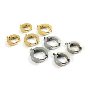 24K gold plated huggie hoops with loop, Stainless steel earring findings, Dainty leverback for jewelry making image 5