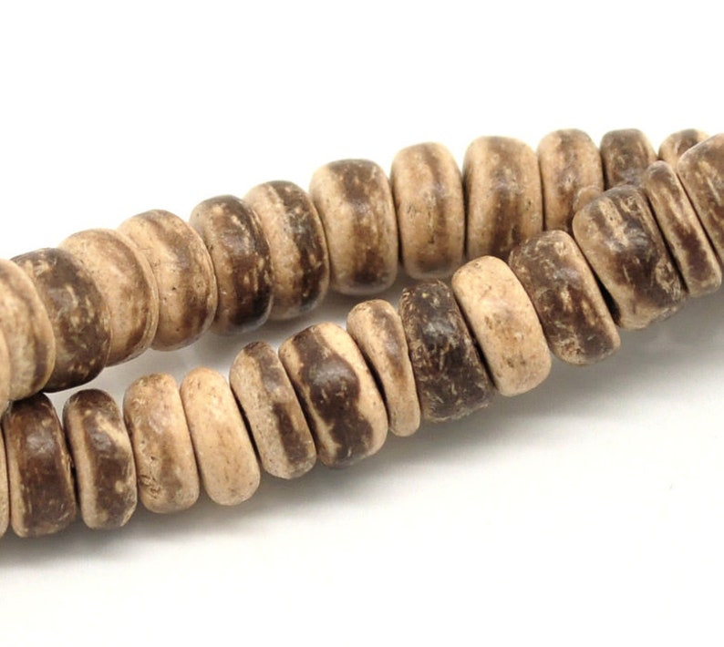 Natural Coco wood Beads Eco Friendly Donuts Rondelle Disk Beads 8mm 100pcs image 2
