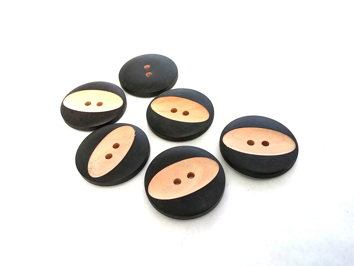 Carved Wooden Sewing Buttons 30mm set of 6 wood buttons Etsy