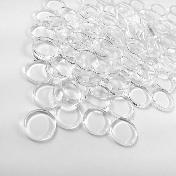 10 Flat Clear Glass Cabochons 10, 12, 14, 16. 20, 25 or 30mm