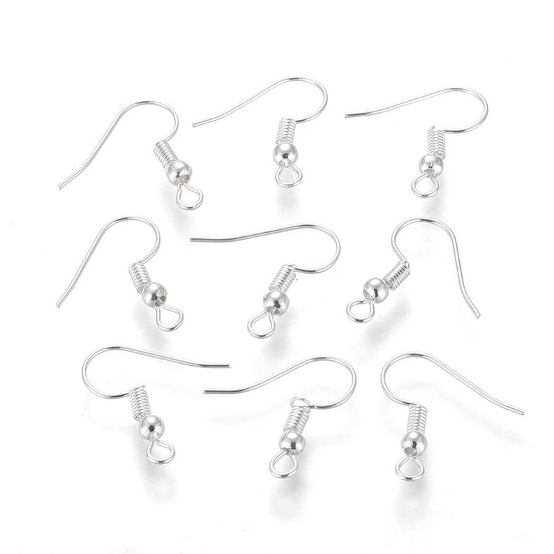 50 Grade A Silver Plated Iron Earring hooks - Nickel free, lead free and cadmium free earwire image 1