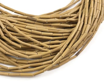 Bamboo Wooden Tube Beads - Agsam Vine Beige Beads 12mm - 27" strand