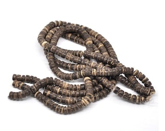 Brown coconut beads - eco friendly rondelle beads 8mm - 100pcs