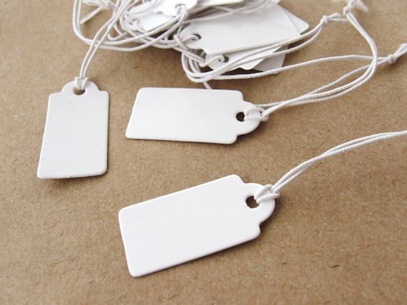 Jewelry price tags - Blank white rectangular tags - Set of 100