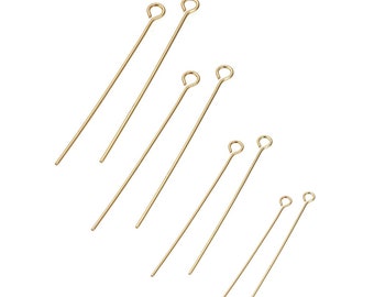 Gold stainless steel eyepins - 25mm, 30mm, 35mm or 40mm - Hypoallergenic jewelry findings
