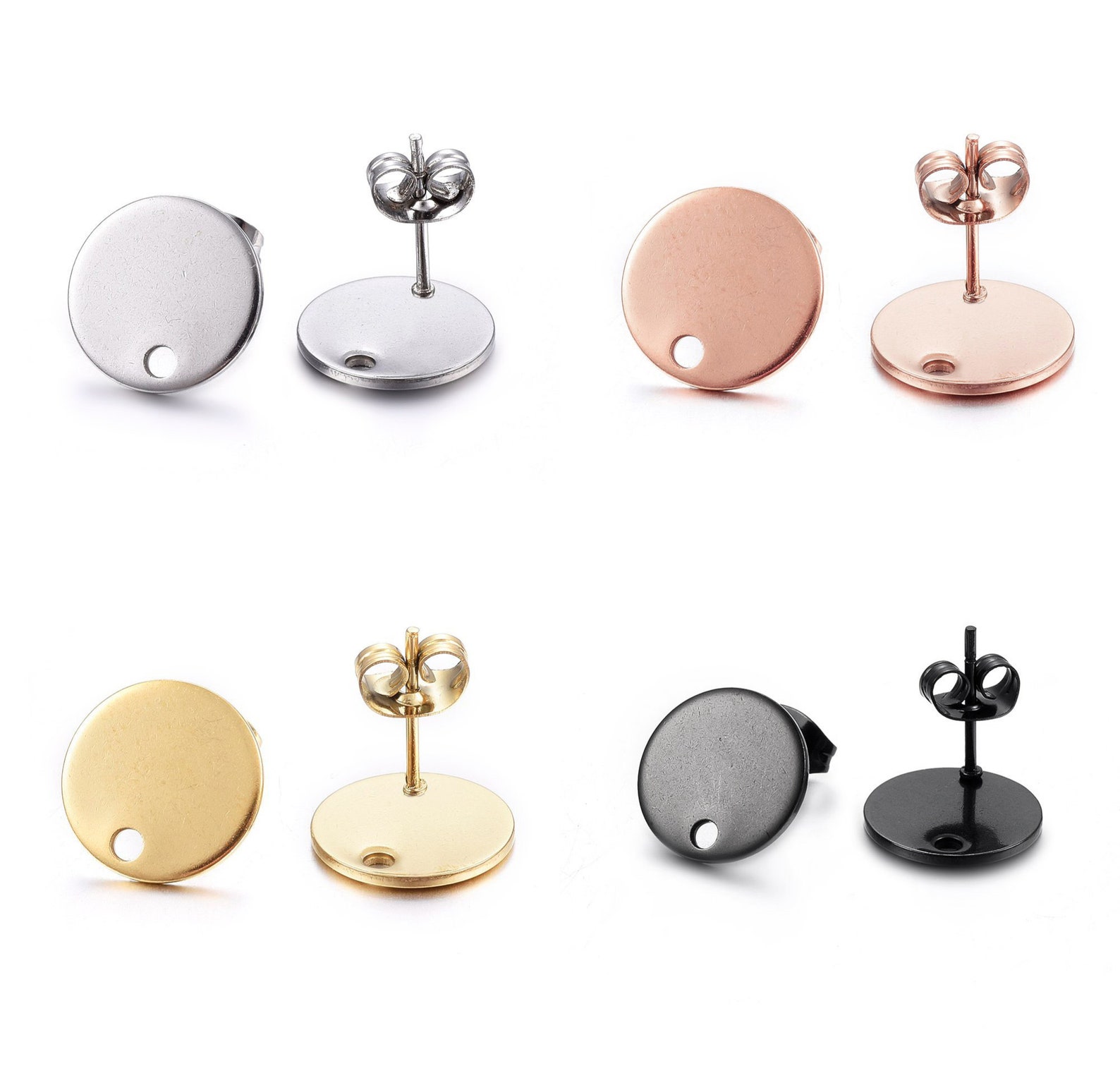 Stainless Steel Earring Post Hypoallergenic 12mm Round 10pcs Etsy