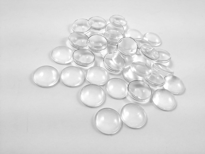10 Flat Round Clear Glass Cabochons 8mm, 10mm, 12mm, 14mm, 16mm, 18mm or 20mm for jewelry making image 1
