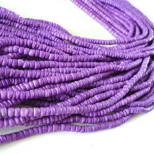 Purple coconut beads, Rondelle disk spacer beads, Lilac wood beads 4-5mm image 7