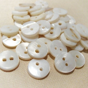 Mother of Pearl Buttons 10mm buttons set of 10 pearl buttons white buttons 10mm unique buttons sea shell buttons image 2